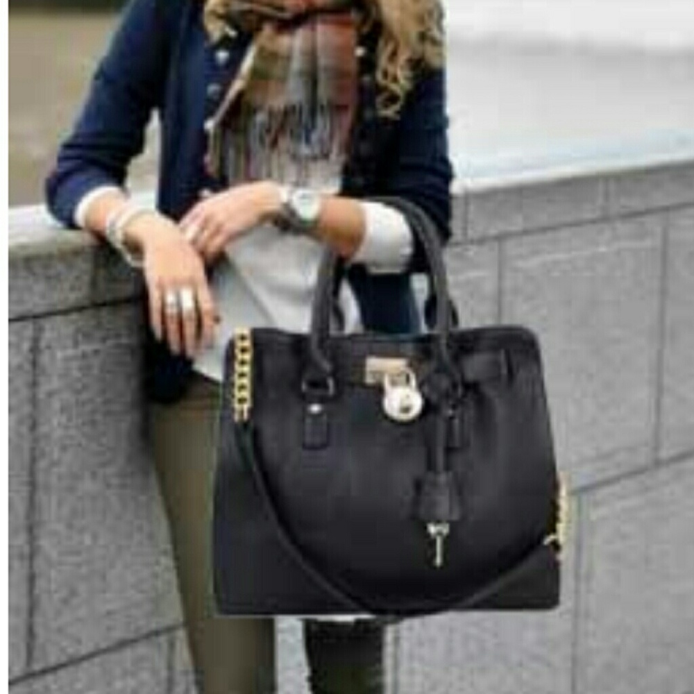 Michael Kors Black Satchel with Gold Hardware